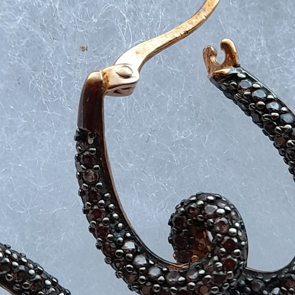 Rose Sterling Silver Brown Cubic Zirconia Swirl Earrings - Picture 4 of 6